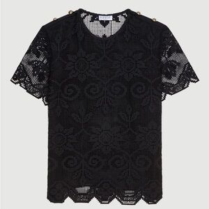 Elegant Black Lace Short Sleeve Top